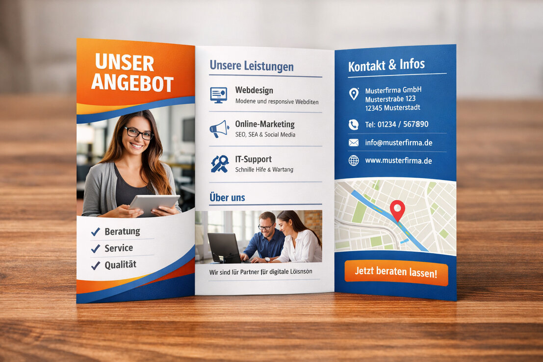 Wickelfalz Faltblatt